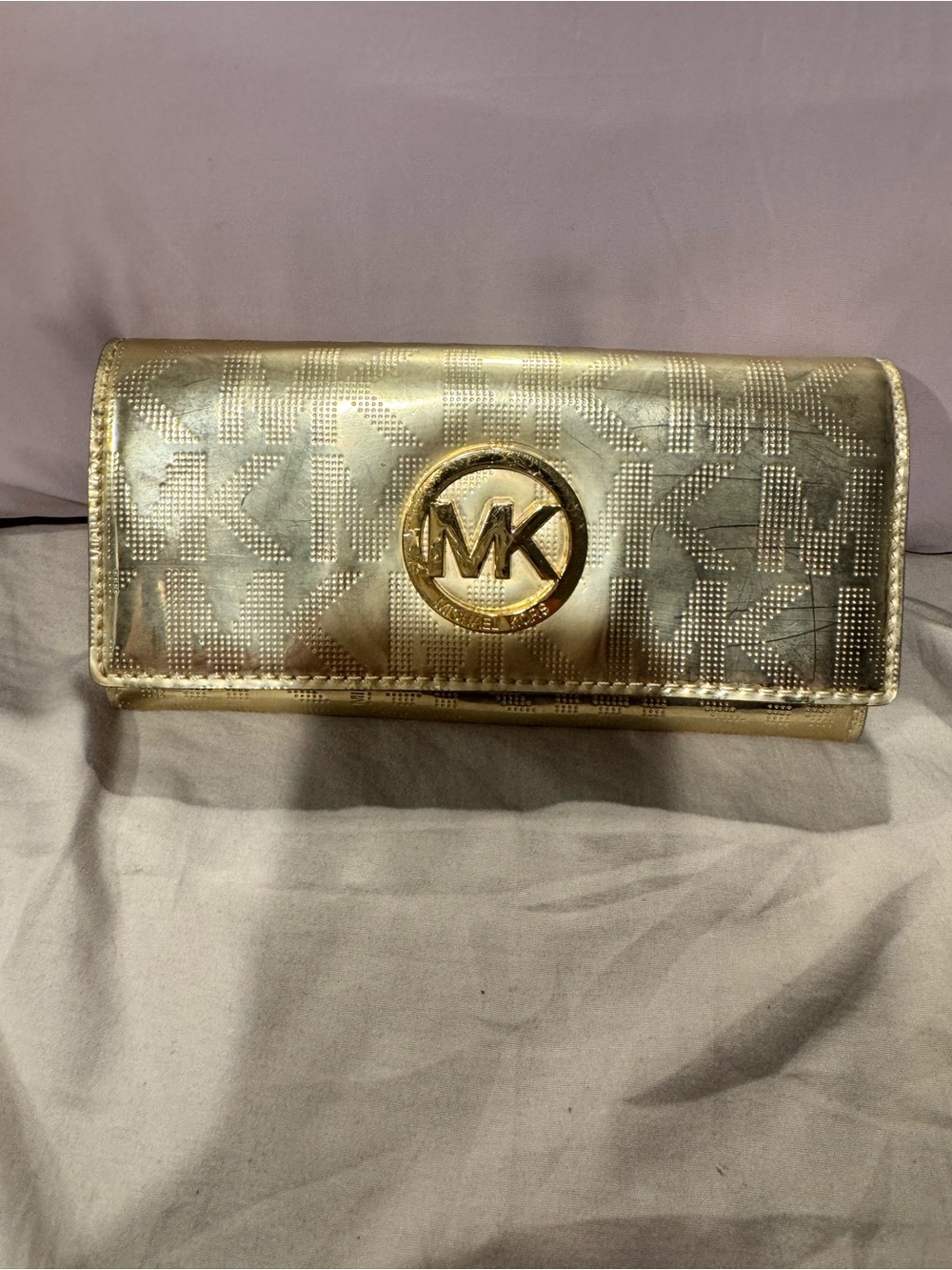Michael Kors Gold MK Logo Continental Wallet